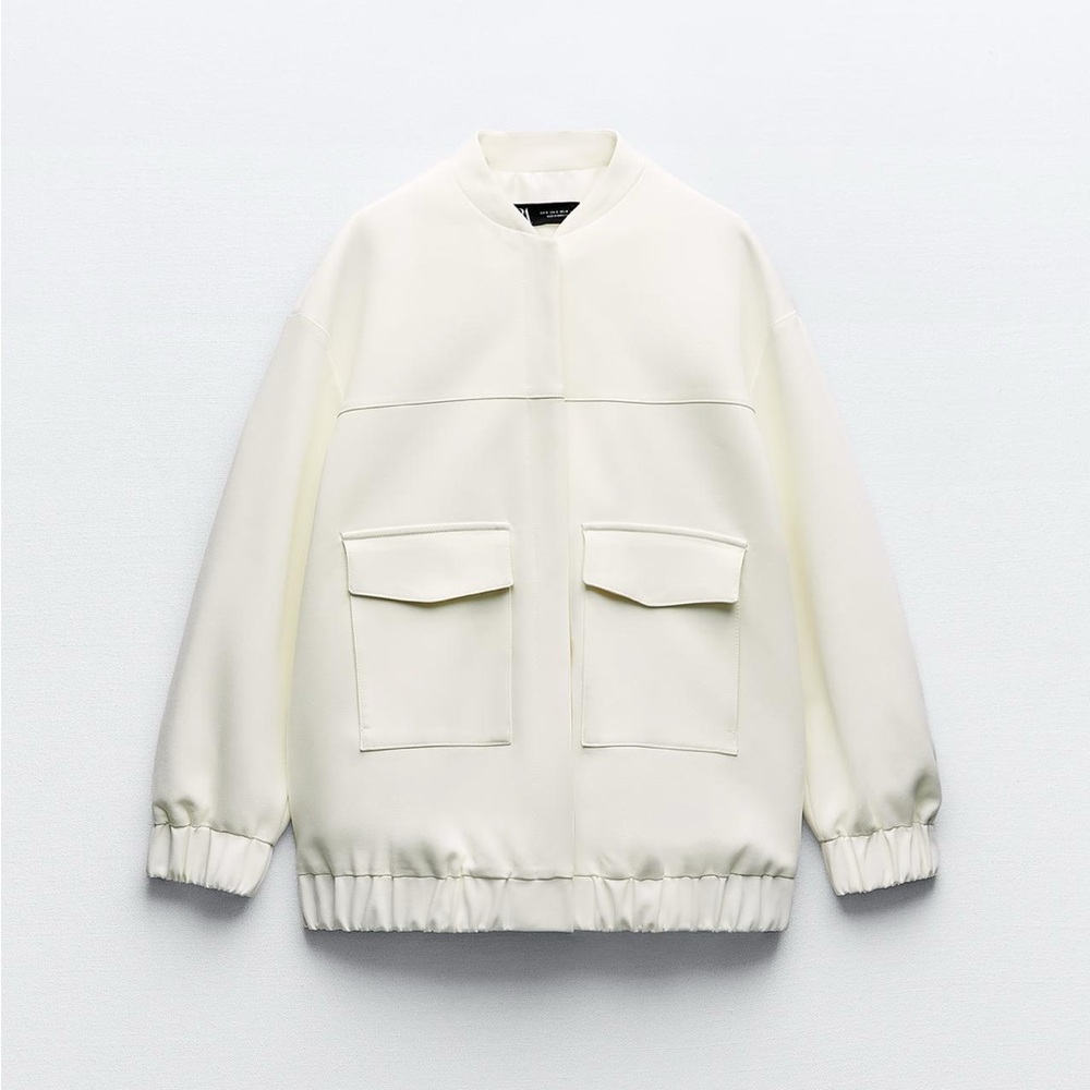 Zara White Bomber Jacket - size M